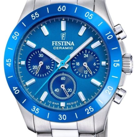 Festina Ceramic 20693/4 zegarek unisex na bransolecie z niebieską tarczą