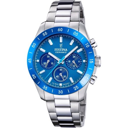 Festina Ceramic 20693/4 zegarek unisex na bransolecie z niebieską tarczą
