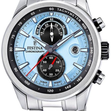 Festina Timeless Chronograph 20694/2 Zegarek Męski z błękitną tarczą chronograf