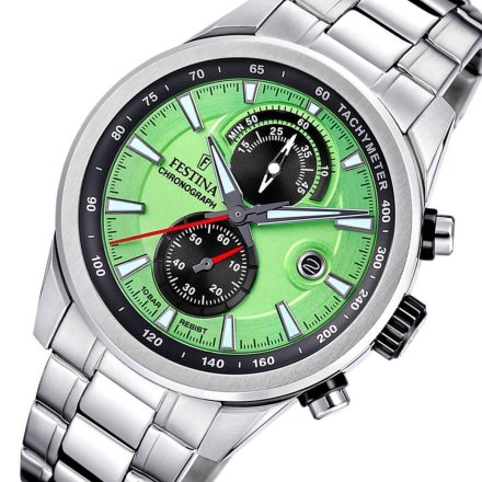 Festina Timeless Chronograph 20694/3 Zegarek Męski z zieloną tarczą chronograf