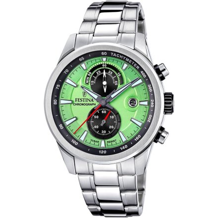 Festina Timeless Chronograph 20694/3 Zegarek Męski z zieloną tarczą chronograf