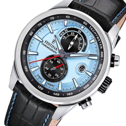 Festina Timeless Chronograph 20695/2 Zegarek Męski na pasku z błękitną tarczą