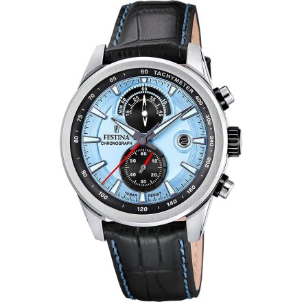 Festina Timeless Chronograph 20695/2 Zegarek Męski na pasku z błękitną tarczą