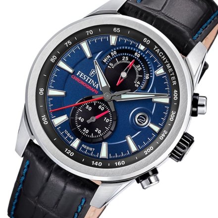 Festina Timeless Chronograph 20695/5 Zegarek Męski na pasku z granatową tarczą