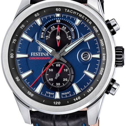 Festina Timeless Chronograph 20695/5 Zegarek Męski na pasku z granatową tarczą