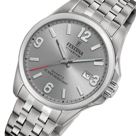 Festina Titanium 20696/2 Zegarek Męski srebrny tytanowy z cyframi arabskimi