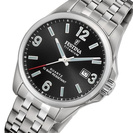 Festina Titanium 20696/3 Zegarek Męski srebrny tytanowy z czarną tarczą