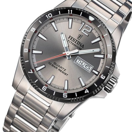 Festina Titanium 20698/1 Zegarek Męski srebrny tytanowy na bransolecie z datownikiem