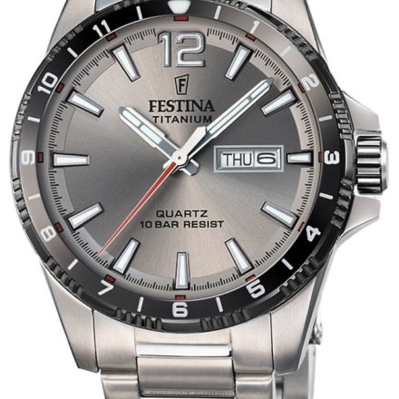 Festina Titanium 20698/1 Zegarek Męski srebrny tytanowy na bransolecie z datownikiem