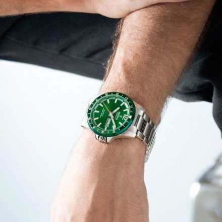 Festina Titanium 20698/3 Zegarek Męski srebrny tytanowy na bransolecie z zieloną tarczą
