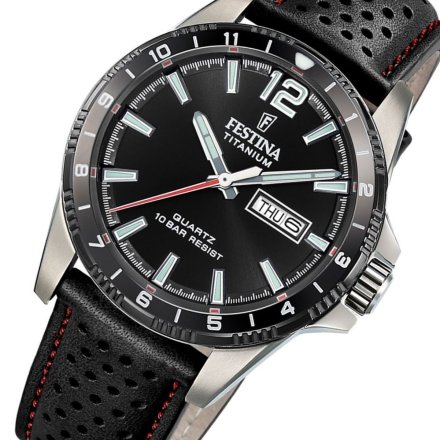 Festina Titanium 20699/4 Zegarek Męski tytanowy na pasku z czarną tarczą