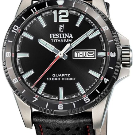 Festina Titanium 20699/4 Zegarek Męski tytanowy na pasku z czarną tarczą