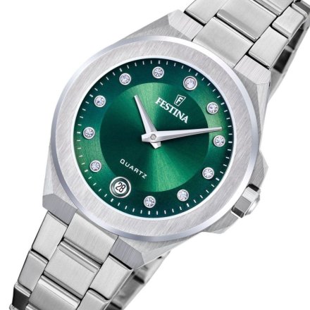 Festina Mademoiselle 20700/4 zegarek damski srebrny z zieloną tarczą
