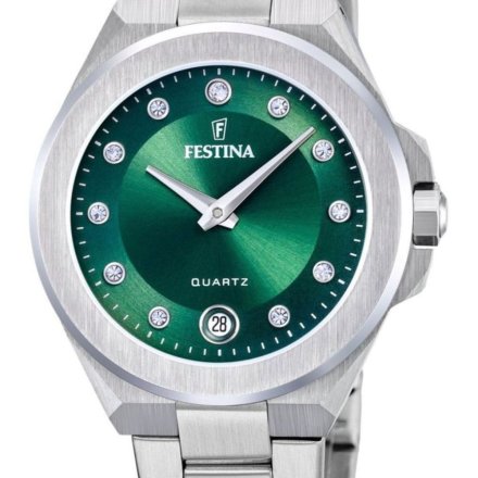 Festina Mademoiselle 20700/4 zegarek damski srebrny z zieloną tarczą