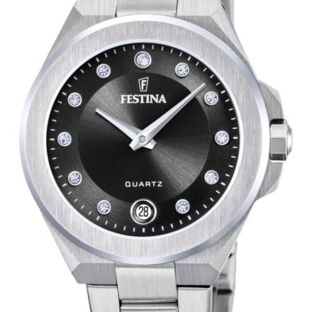 Festina Mademoiselle 20700/6 zegarek damski srebrny z czarną tarczą