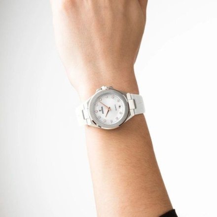 Festina Mademoiselle 20701/1 zegarek damski srebrny na białym pasku