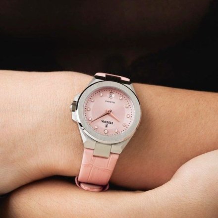 Festina Mademoiselle 20701/2 zegarek damski srebrny z różowym paskiem