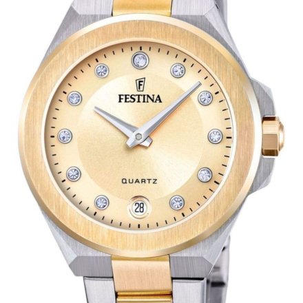 Festina Mademoiselle 20702/2 zegarek damski złoto-srebrny ze złotą tarczą