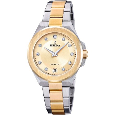 Festina Mademoiselle 20702/2 zegarek damski złoto-srebrny ze złotą tarczą