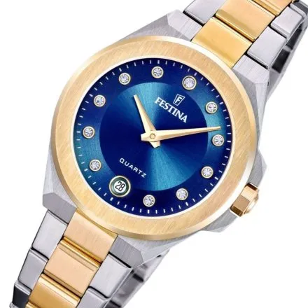 Festina Mademoiselle 20702/3 zegarek damski złoto-srebrny z granatową tarczą