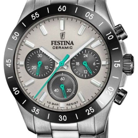 Festina Ceramic 20703/1 zegarek unisex na bransolecie z szarą tarczą