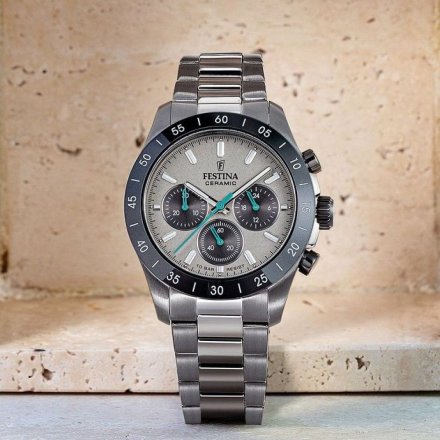 Festina Ceramic 20703/1 zegarek unisex na bransolecie z szarą tarczą