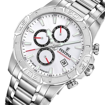 Festina Timeless Chronograph 20704/1 Zegarek Męski ze srebrną tarczą chronograf