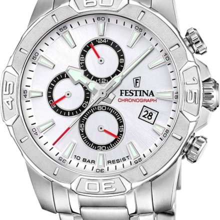 Festina Timeless Chronograph 20704/1 Zegarek Męski ze srebrną tarczą chronograf