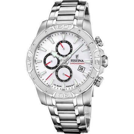 Festina Timeless Chronograph 20704/1 Zegarek Męski ze srebrną tarczą chronograf