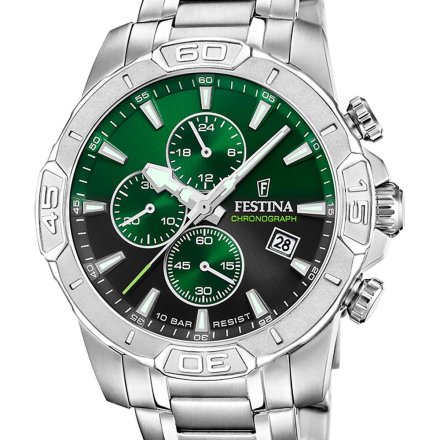 Festina Timeless Chronograph 20704/5 Zegarek Męski z zieloną tarczą chronograf