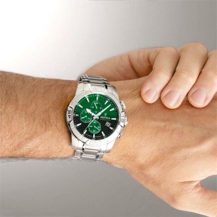 Festina Timeless Chronograph 20704/5 Zegarek Męski z zieloną tarczą chronograf