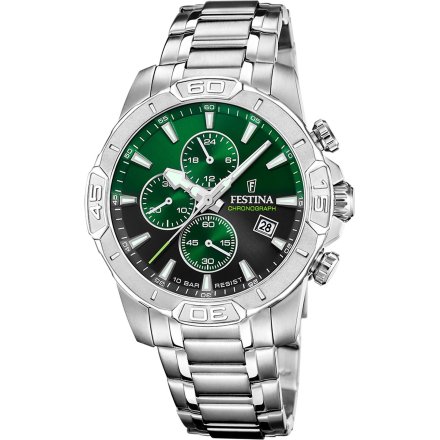 Festina Timeless Chronograph 20704/5 Zegarek Męski z zieloną tarczą chronograf