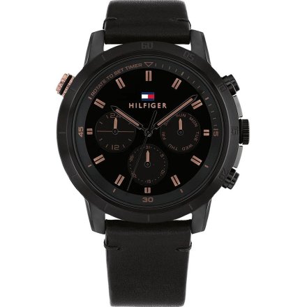 Tommy Hilfiger Troy zegarek męski czarny na pasku 1792110